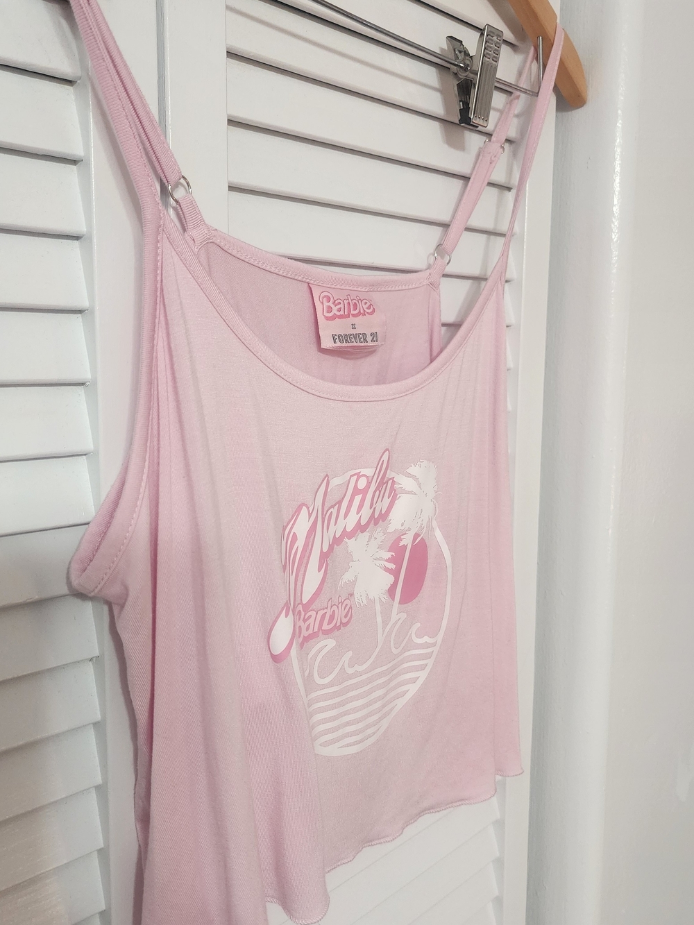 Barbie Pink Malibu Graphic Crop Top Tank Top - Picture 3 of 6